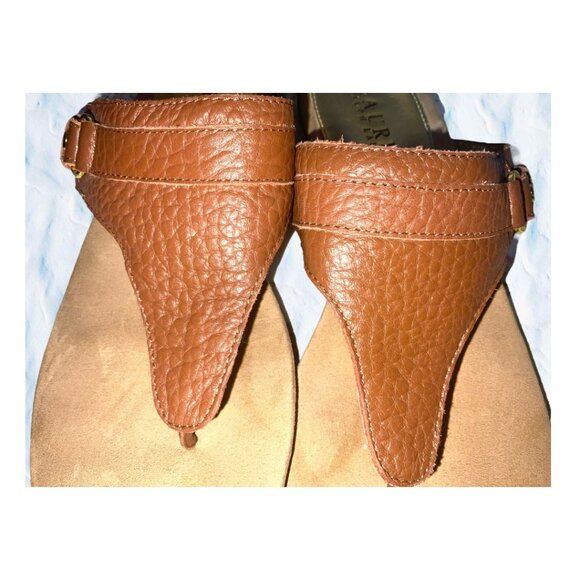 SOLD! Ralph Lauren Kendra Genuine Pebble Leather (11878  A/15) Thong Sandal 9.5B - Picture 8 of 14